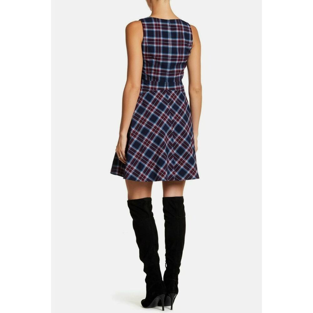 Donna Morgan Plaid Fit Flare Dress Size 0 - Picture 2 of 7